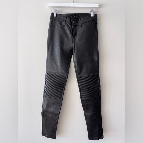 J BRAND Nicola Leather Moto Pants in Black - Picture 3 of 12